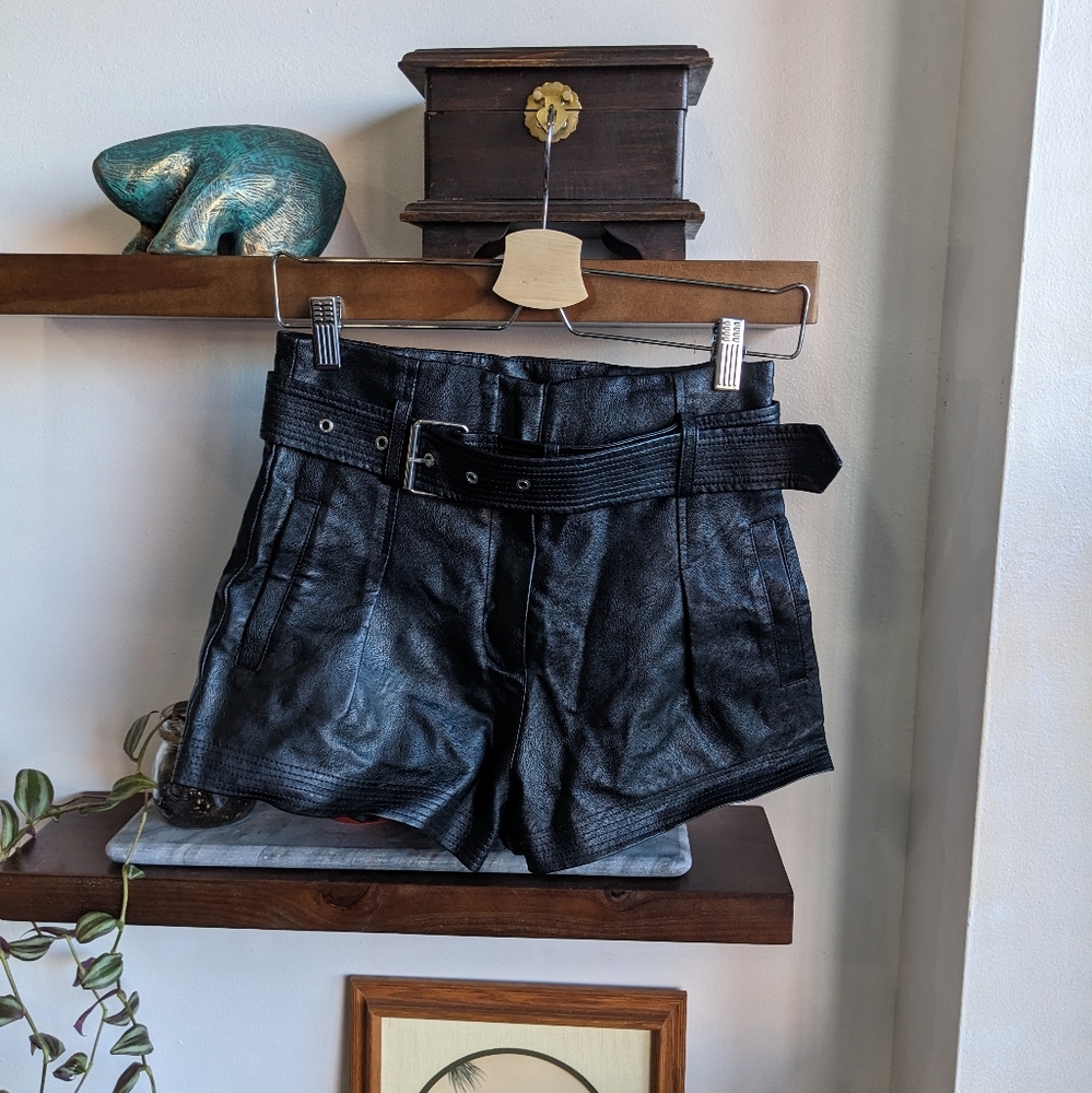 Topshop Faux Leather Shorts, US 4